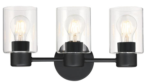 Westinghouse Sylvestre Series 6115600 Wall Fixture, 120 V, 3-Lamp, Incandescent, LED Lamp, Steel Fixture, Black Fixture