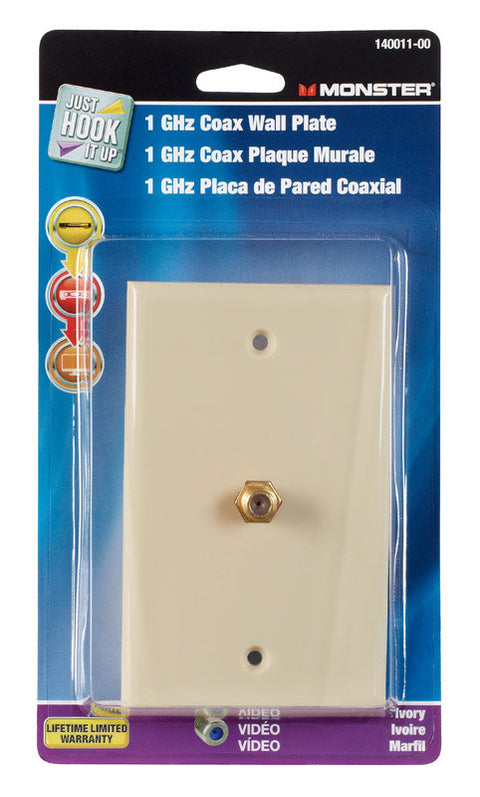 Monster Cable Just Hook It Up 1 gang Ivory Coaxial Wall Plate 1 pk