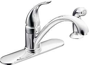 Moen Torrance Series CA87480 Kitchen Faucet, 1.5 gpm, 1-Faucet Handle, Stainless Steel, Chrome Plated, Deck Mounting