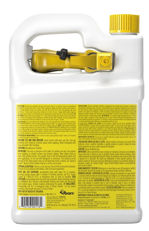 Spray & Forget SFDRTUG04 House and Deck Cleaner, 1 gal Bottle, Liquid, Orange, Clear