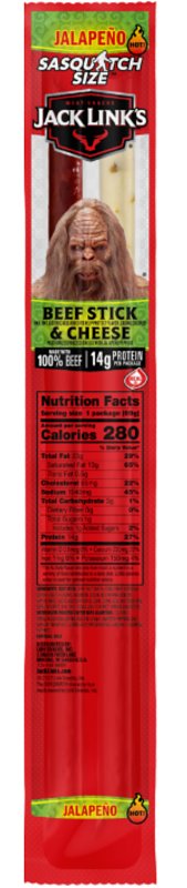 Jack Link's 10000039595 Beef and Cheese Stick Combo, Jalapeno, 2.45 oz, Pack of 12