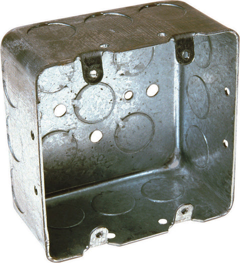 Raco 4 in. H Square 2 Gang Junction Box 1/2 in. Gray Steel