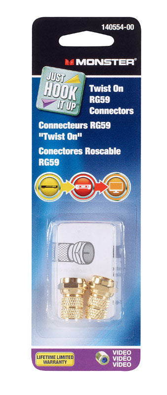 Monster Cable RG59 Twist-On Coaxial Connectors 75 2 pk