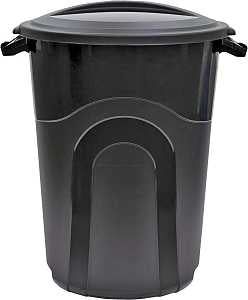 United Solutions TI0019 Trash Can, 32 gal, Black, Plastic, Snap-On Lid, Pack of 6