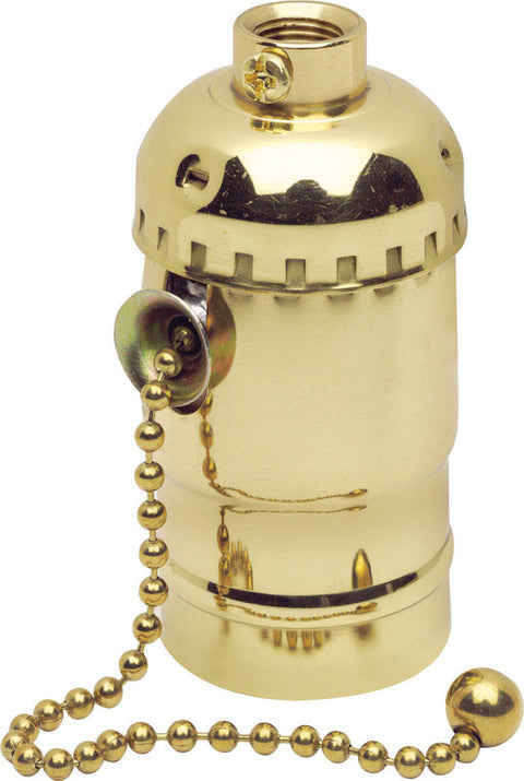 Leviton Pull Chain Socket 660 watts 250 volts Medium Polished Gilt