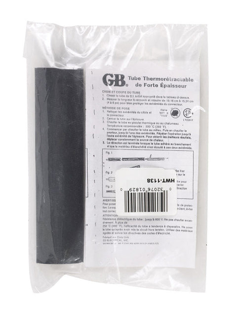 GB 1-1/8 in. Dia. Black Heat Shrink Tubing 1