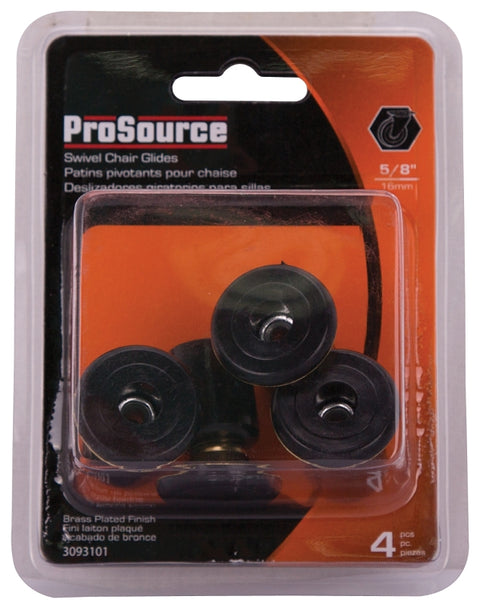 ProSource FE-51142-PS Furniture Slide Glide, PE/Steel, Black, Brass, 1-1/8 x 1-1/4 x 1-1/8 in Dimensions