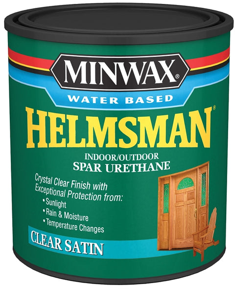Minwax Helmsman 630520444 Spar Varnish, Crystal Clear, Liquid, 1 qt, Can