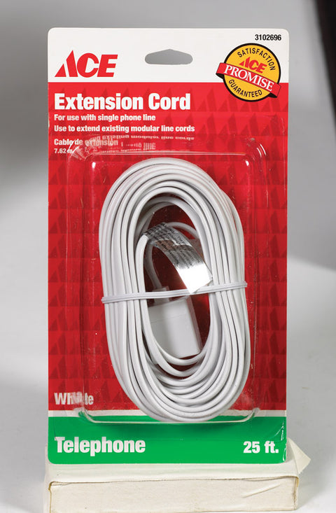Ace 25 ft. L White Modular Plug to Jack Extension Line Cord