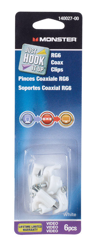 Monster Cable RG6 Coaxial Cable Clips 75 6 pk