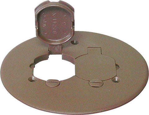 Cantex Round PVC 2 gang Duplex Floor Box Cover For Duplex Receptacle Bronze