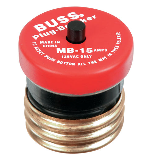 Bussmann Plug Fuse 15 amps 125 volts 1-1/4 in. L 1 pk For Circuit Breaker