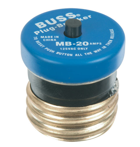 Bussmann Plug Fuse 20 amps 125 volts 1-1/4 in. Dia. 1 pk For Circuit Breaker