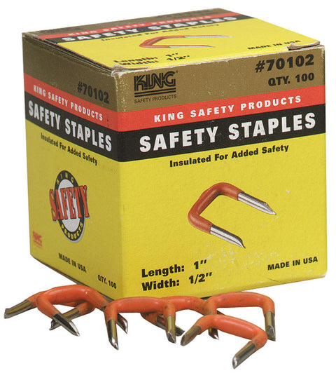 King Saftey 1/2 in. W Plastic Insulated Insulating Safety Staples 100