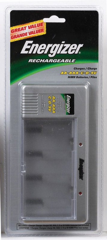 Energizer Battery Charger Multiple Size AA, AAA, C, D, or 9V NiMh Batteries