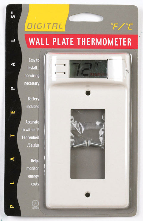Plate Pals 1 gang White Plastic Rocker/GFCI Wall Plate Thermometer 1 pk