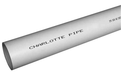 Charlotte Pipe PVC 04300 0800 Pipe, 3 in, 20 ft L, SCH 40 Schedule, PVC, White