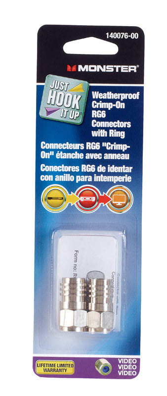 Monster Cable RG6/U Crimp-On Crimp on Rg6 Connectors 2 pk