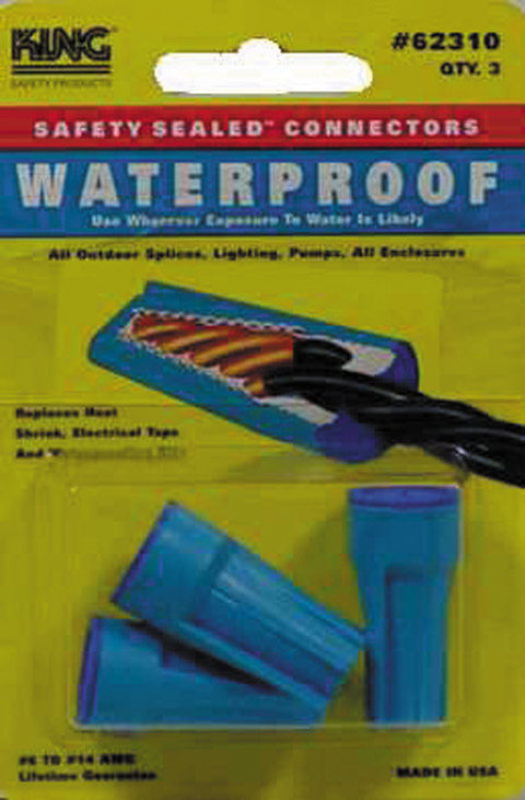 King Safety Industrial Waterproof Wire Connector Plastic 6-14 AWG Blue and Navy 3 pk