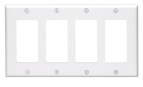 Leviton 4 gang White Thermoset Plastic Rocker/GFCI Wall Plate 1 pk
