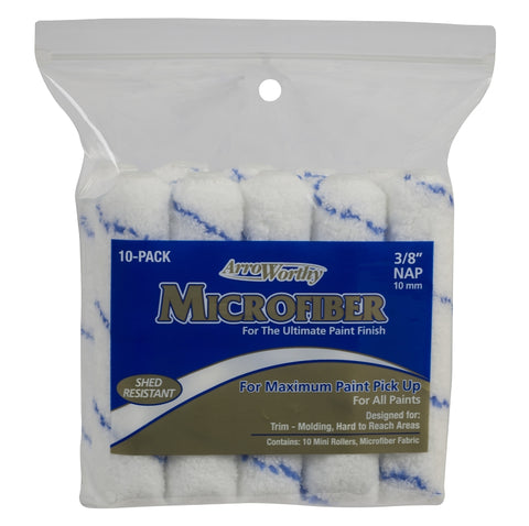 Arroworthy 6.5-MFR3CK Mini Roller Cover, 3/8 in Thick Nap, 6-1/2 in L, Microfiber Cover