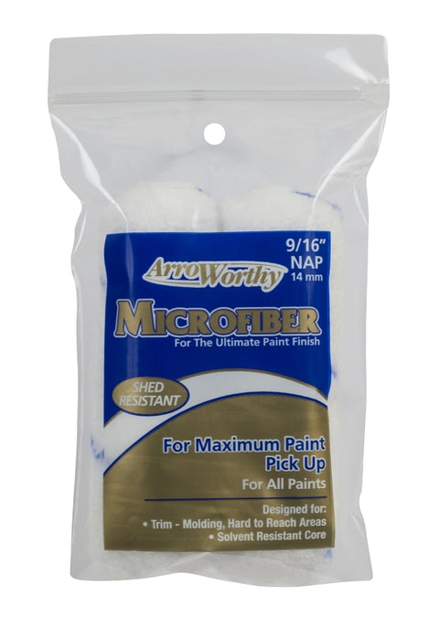 Arroworthy 4-MFR4T/P Mini Roller Cover, 9/16 in Thick Nap, 6-1/2 in L, Microfiber Cover, Blue/White