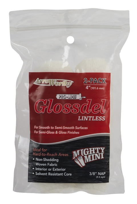 Arroworthy 4-GL3T/P Mini Roller Cover, 3/8 in Thick Nap, 4 in L, White