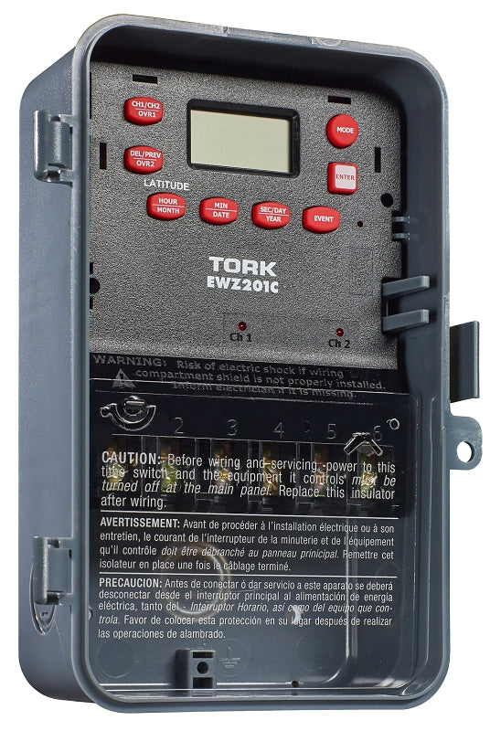 Tork EWZ201C Digital Timer, 30 A, 120/277 VAC, 1 min to 7 days