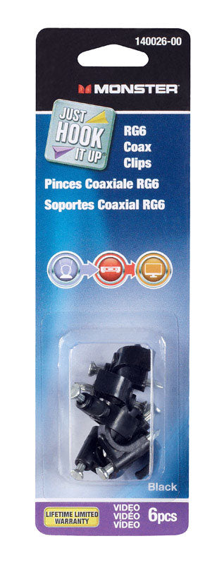Monster Cable RG6 Coaxial Cable Clips 75 6 pk