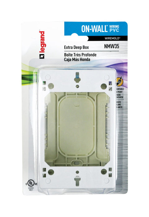 Wiremold 1-3/4 in. H Rectangle Outlet Box White Plastic
