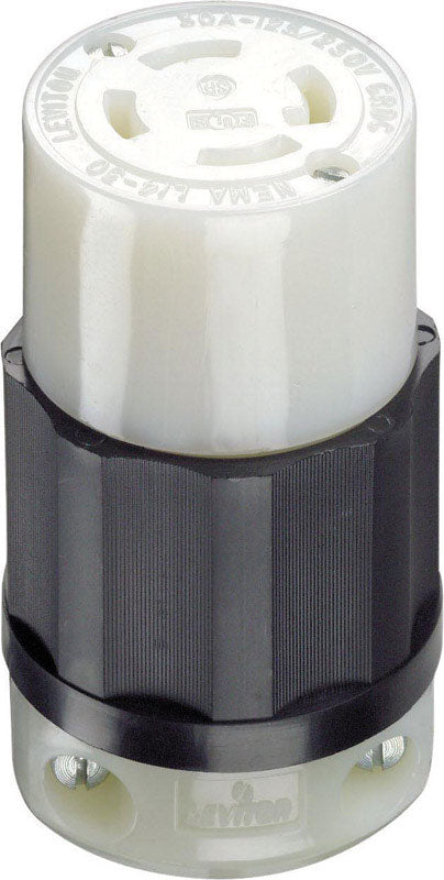 Leviton Industrial Nylon Curved Blade Locking Connector L14-30R 4 wire, 3 pole Black/White