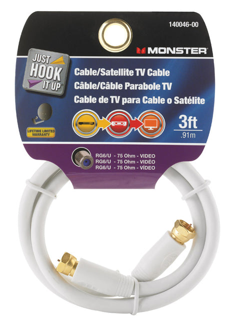 Monster Just Hook it Up 3 ft. L Video Coaxial Cable