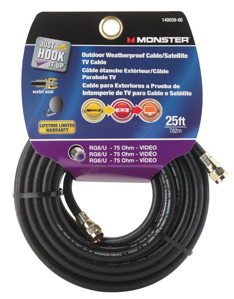 Monster Just Hook it Up 25 ft. L Weatherproof Video Coaxial Cable
