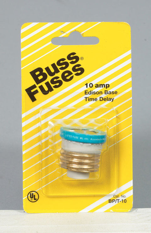 Bussmann Time Delay Plug Fuse 10 amps 125 volts 1 pk For Small Motor Overload Protection