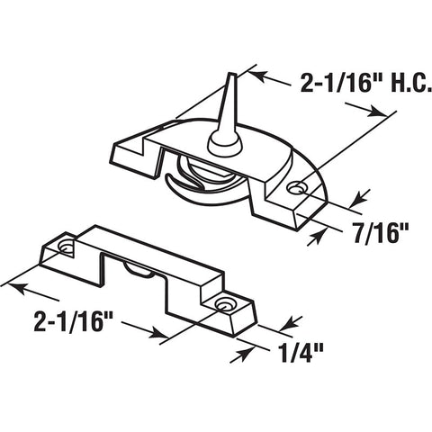Prime-Line F 2588 Sash Lock, 5.438 in L x 3.813 in W x 1.125 in H Dimensions, Zinc