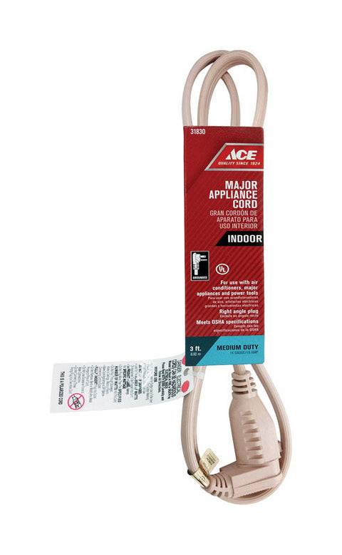 Ace Indoor Appliance Cord 14/3 SPT - 3 3 ft. L Beige