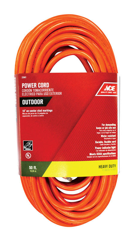 Ace Indoor and Outdoor Extension Cord 12/3 SJTW 50 ft. L Orange