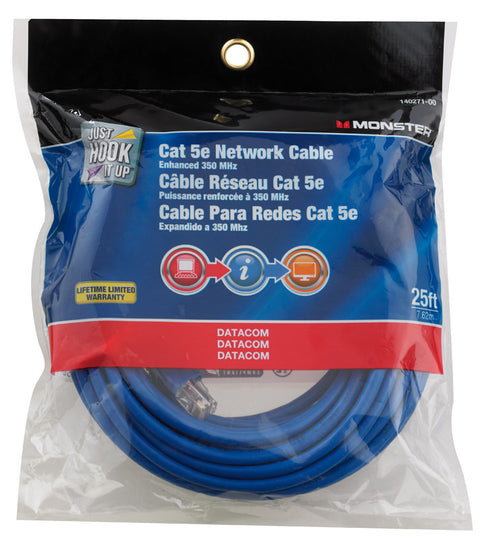 Monster Blue 25 ft. L Category 5E Networking Cable