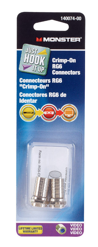 Monster Cable RG6 Crimp-On Coaxial Connectors 2 pk