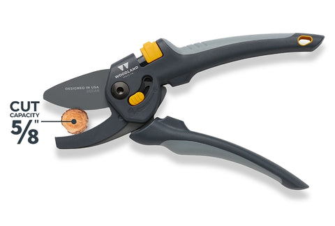 Woodland Tools Co 05-2004-100 Heavy-Duty Pruner, 5/8 in Cutting Capacity, HCS Blade, Anvil Blade, 8.1 in OAL