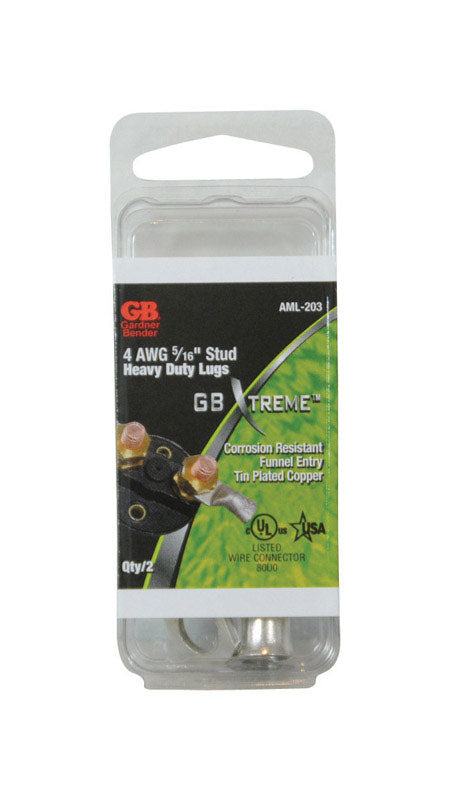 Gardner Bender Xtreme Industrial Electrical Lug Copper 4 AWG 5/16 in. Silver 2 pk