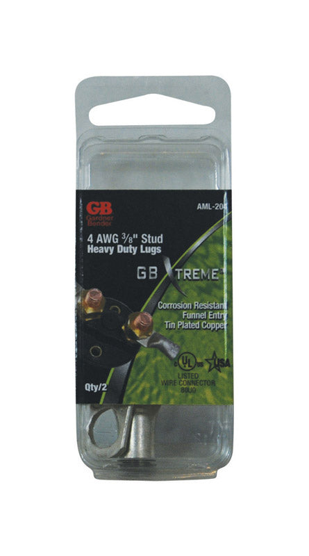 Gardner Bender Xtreme Industrial Electrical Lug Copper 4 AWG 3/8 in. Silver 2 pk