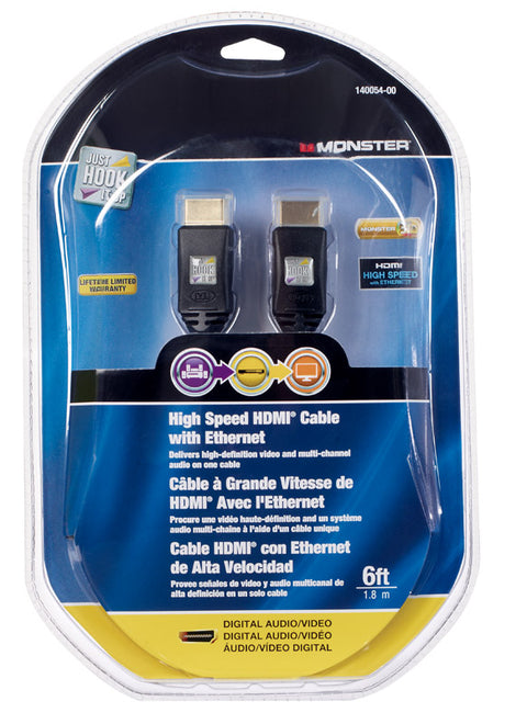 Monster Just Hook It Up 6 ft. L High Speed HDMI Cable with Ethernet HDMI