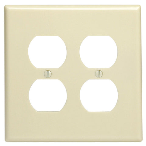 Leviton 2 gang Ivory Thermoset Plastic Duplex Outlet Wall Plate 1 pk