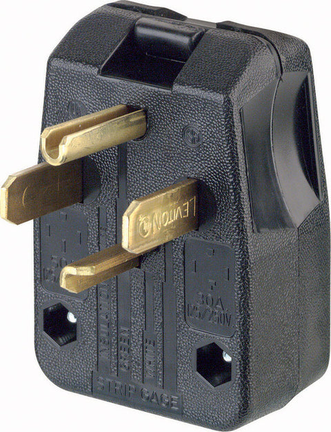 Leviton Commercial Thermoplastic Angle Blade Plug 14-30P/14-50P 14-6 AWG 3 Pole, 4 Wire Black