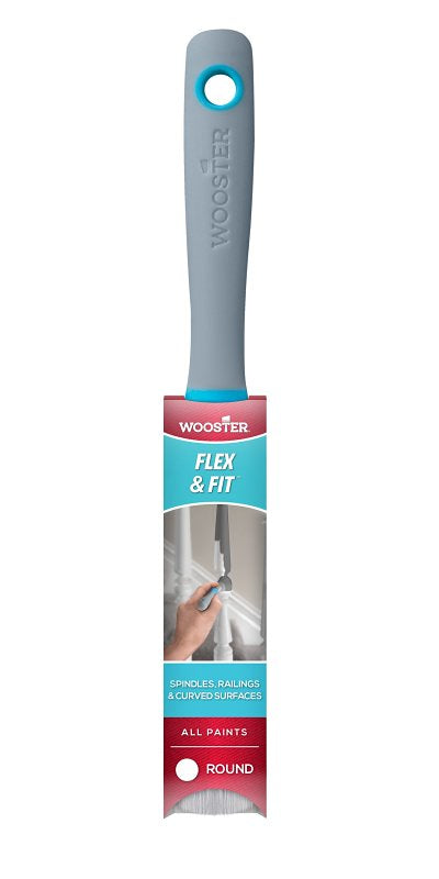 Wooster Flex and Fit Series 8712 Chalk Paint Brush, 1 in W, Round Brush, 2-1/2 in L Bristle, Polyester Bristle