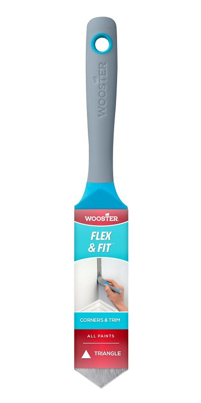 Wooster Flex and Fit Series 8710 Chalk Paint Brush, 1-1/4 in W, Triangular Brush, 2-1/2 in L Bristle, Polyester Bristle