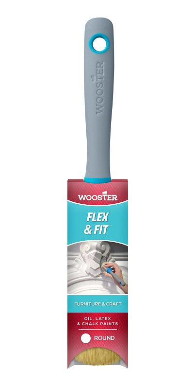 Wooster Flex and Fit Series 8714 Chalk Paint Brush, 1-1/2 in W, Round Brush, 2 in L Bristle, Polyester Bristle