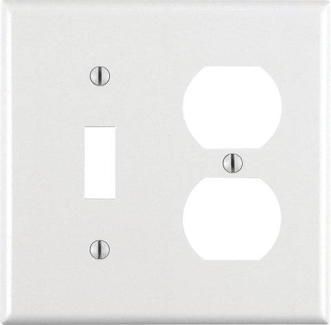Leviton 2 gang White Thermoset Plastic Toggle/Duplex Wall Plate 1 pk