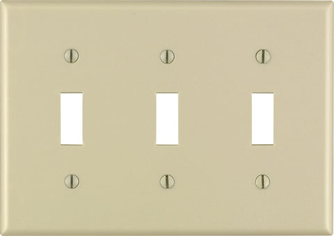 Leviton 3 gang Ivory Thermoset Plastic Toggle Wall Plate 1 pk